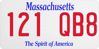 MA license plate 121QB8