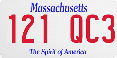 MA license plate 121QC3