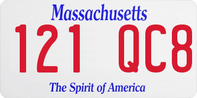 MA license plate 121QC8