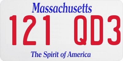 MA license plate 121QD3
