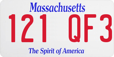 MA license plate 121QF3
