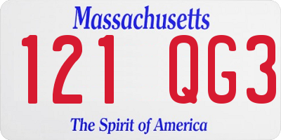 MA license plate 121QG3