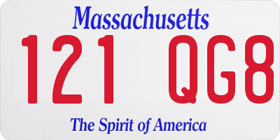 MA license plate 121QG8