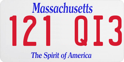 MA license plate 121QI3