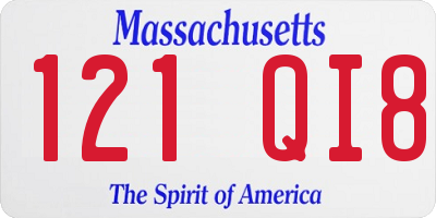 MA license plate 121QI8