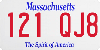 MA license plate 121QJ8