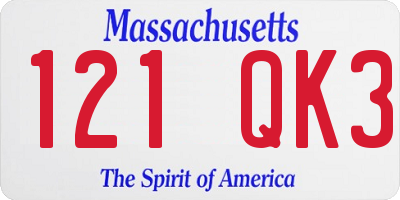 MA license plate 121QK3