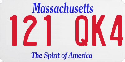 MA license plate 121QK4