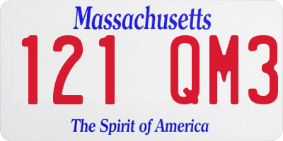 MA license plate 121QM3