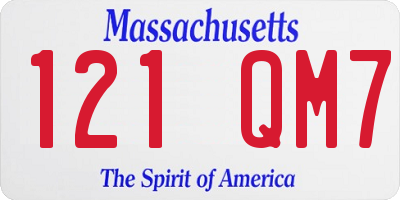 MA license plate 121QM7