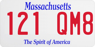 MA license plate 121QM8