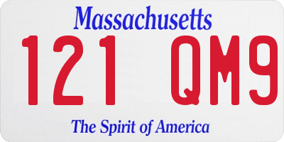 MA license plate 121QM9