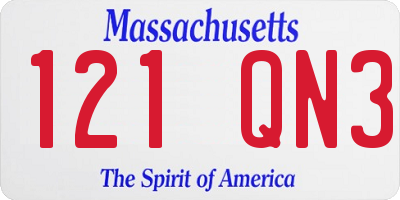 MA license plate 121QN3
