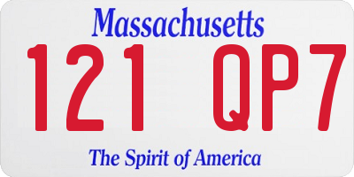 MA license plate 121QP7