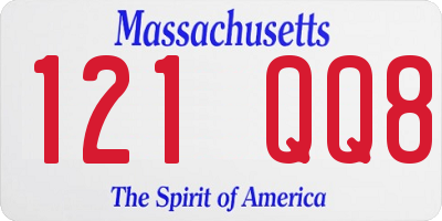 MA license plate 121QQ8