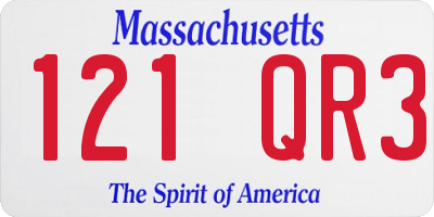 MA license plate 121QR3