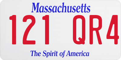 MA license plate 121QR4