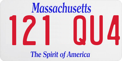 MA license plate 121QU4