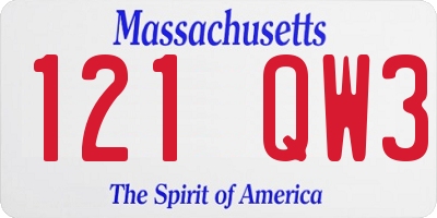 MA license plate 121QW3