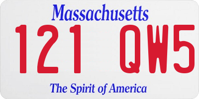MA license plate 121QW5