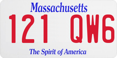 MA license plate 121QW6