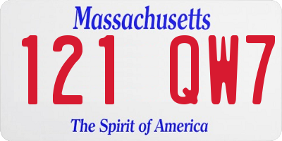 MA license plate 121QW7