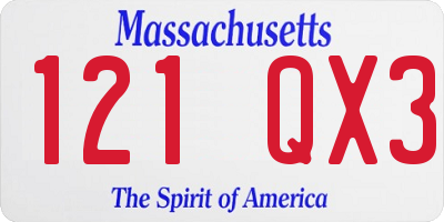 MA license plate 121QX3