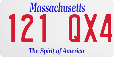 MA license plate 121QX4