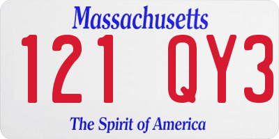 MA license plate 121QY3