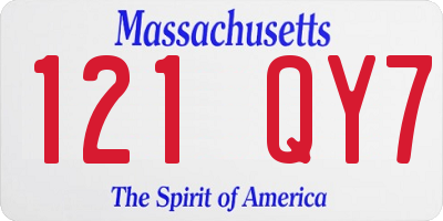 MA license plate 121QY7