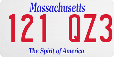 MA license plate 121QZ3