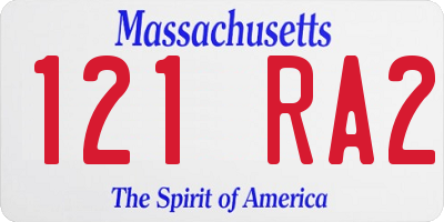 MA license plate 121RA2