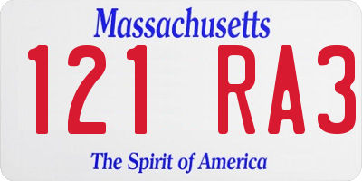 MA license plate 121RA3