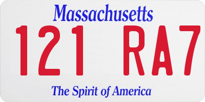 MA license plate 121RA7