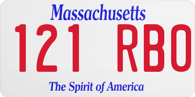MA license plate 121RB0