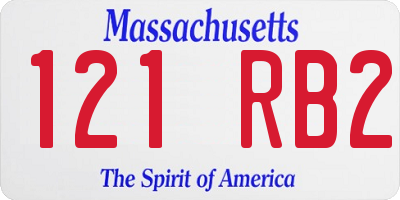 MA license plate 121RB2