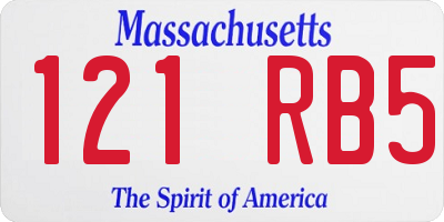 MA license plate 121RB5