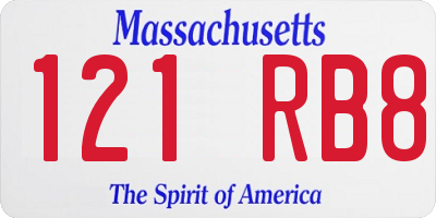 MA license plate 121RB8