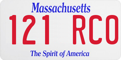 MA license plate 121RC0