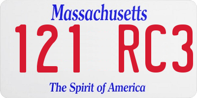MA license plate 121RC3