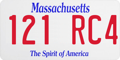MA license plate 121RC4