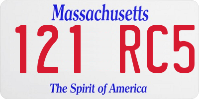 MA license plate 121RC5