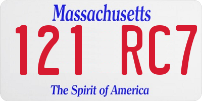 MA license plate 121RC7