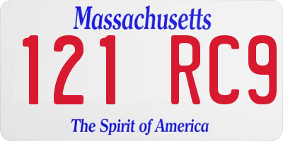 MA license plate 121RC9