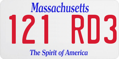 MA license plate 121RD3