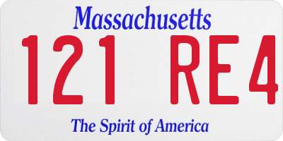 MA license plate 121RE4