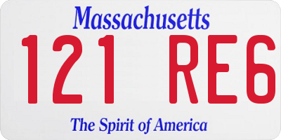 MA license plate 121RE6