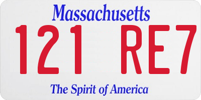 MA license plate 121RE7