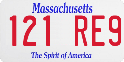 MA license plate 121RE9