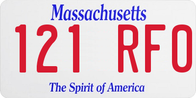 MA license plate 121RF0